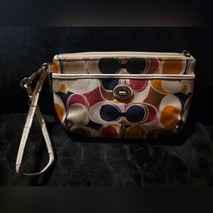 USED with flaws- Coach Multicolor Satin Wristlet No.F49579
